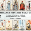 Watercolor Printable Tarot Deck 78 Cards
