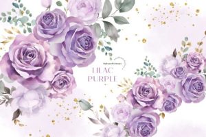 Watercolor Purple Flowers Clipart