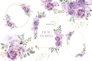 Alternative view of Watercolor Purple Flowers Clipart