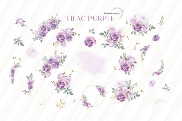Watercolor Purple Flowers Clipart - Image 3