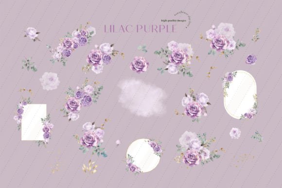 Watercolor Purple Flowers Clipart - Image 4
