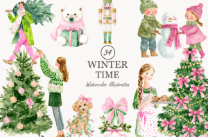 Watercolor Quirky Christmas Clipart