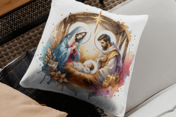 Watercolor Round Christmas Nativity - Image 5
