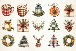 Alternative view of Watercolor Rustic Christmas Clipart