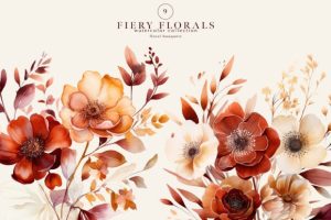 Alternative view of Watercolor Rusty Fall Flowers Bouquets