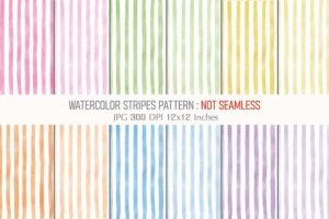 Watercolor Stripes Pattern Digital Paper