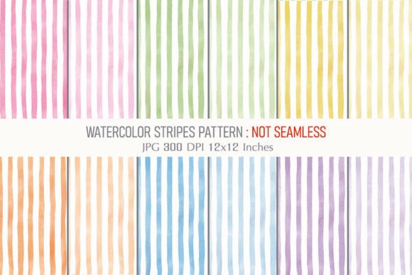 Watercolor Stripes Pattern Digital Paper