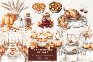 Watercolor Thanksgiving Clipart