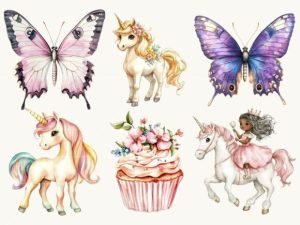 Alternative view of Watercolor Unicorn Fairy Clipart Bundle