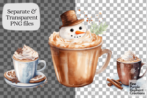 Alternative view of Watercolor Winter Holiday Coffee Drinks