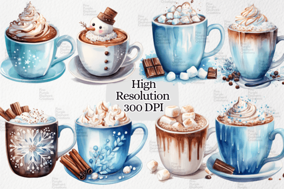 Watercolor Winter Holiday Coffee Drinks - Image 3
