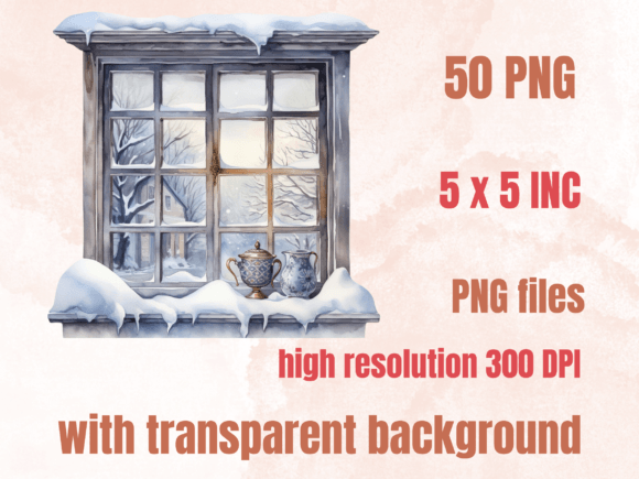 Watercolor Winter Windows Clipart Bundle - Image 2
