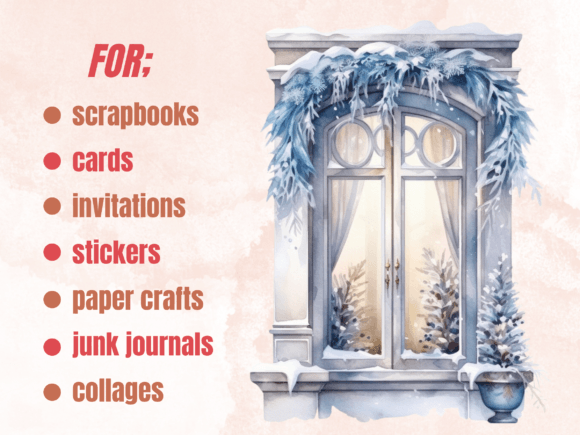 Watercolor Winter Windows Clipart Bundle - Image 3