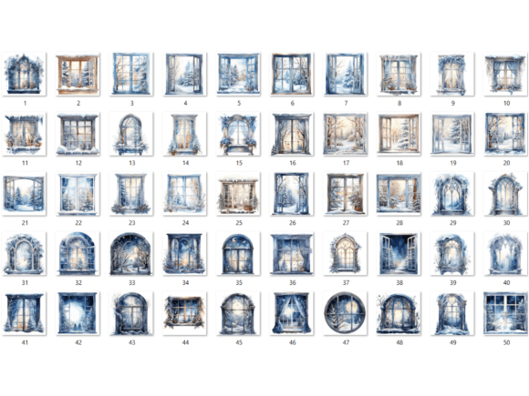 Watercolor Winter Windows Clipart Bundle - Image 8