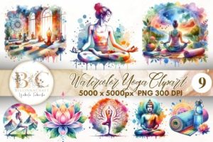 Watercolor Yoga Clipart