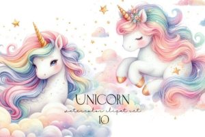 Watercolor Clipart Unicorn