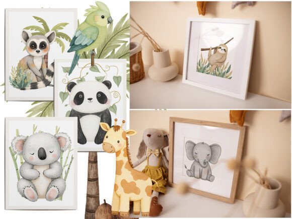 Watercolor Cute Boho Baby Safari Animals - Image 7