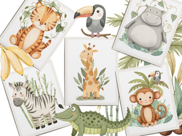 Watercolor Cute Boho Baby Safari Animals - Image 8