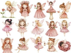 Alternative view of Watercolor Magical Garden Pink Fairies