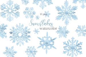 Watercolor Snowflakes Clipart