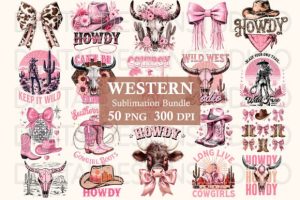 Western Bundle Png, Coquette Cowgirl Png