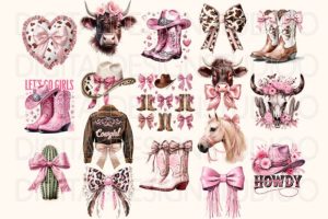 Alternative view of Western Bundle Png, Coquette Cowgirl Png