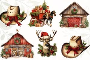 Alternative view of Western Christmas Sublimation Clipart