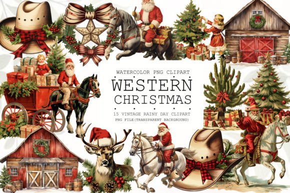 Western Christmas Sublimation Clipart