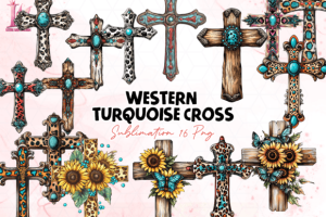 Western Turquoise Cross Clipart PNG