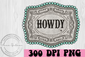 Western Turquoise Howdy Belt Buckle