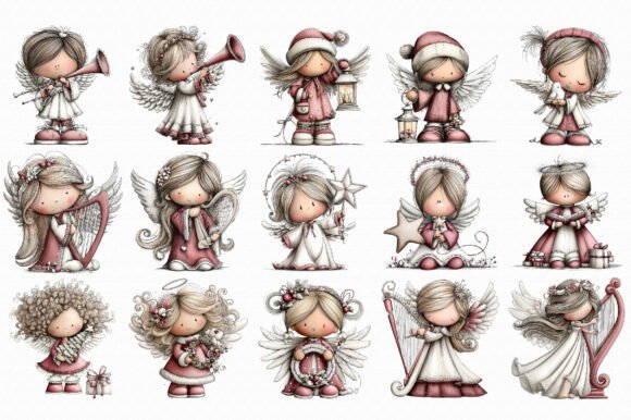 Whimsical Christmas Angel Clipart - Image 2