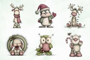 Alternative view of Whimsical Christmas Animals Clipart