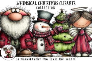 Whimsical Christmas Clipart Bundle