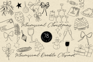 Whimsical Christmas Doodle Clipart