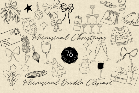 Whimsical Christmas Doodle Clipart