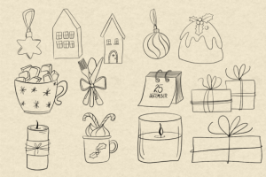 Alternative view of Whimsical Christmas Doodle Clipart
