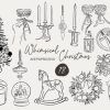 Whimsical Christmas Doodle Clipart Set