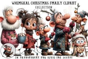 Whimsical Christmas Family Clipart