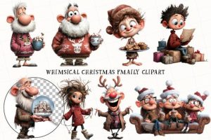 Alternative view of Whimsical Christmas Family Clipart
