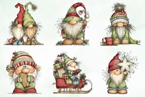 Alternative view of Whimsical Christmas Fluffy Gnome Clipart