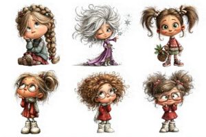 Alternative view of Whimsical Christmas Girl Clipart