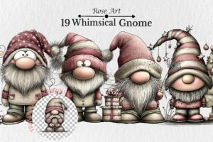 Whimsical Christmas Gnome Clipart