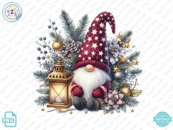 Whimsical Christmas Gnome Xmass Clipart
