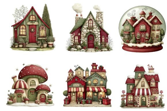 Whimsical Christmas House Clipart - Image 2