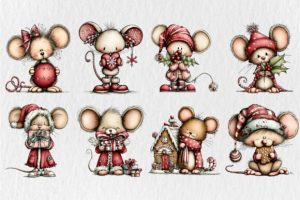 Alternative view of Whimsical Christmas Mouse Clipart