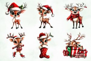 Alternative view of Whimsical Christmas Reindeer Clipart