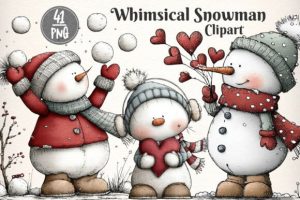 Whimsical Christmas Snowman Clipart