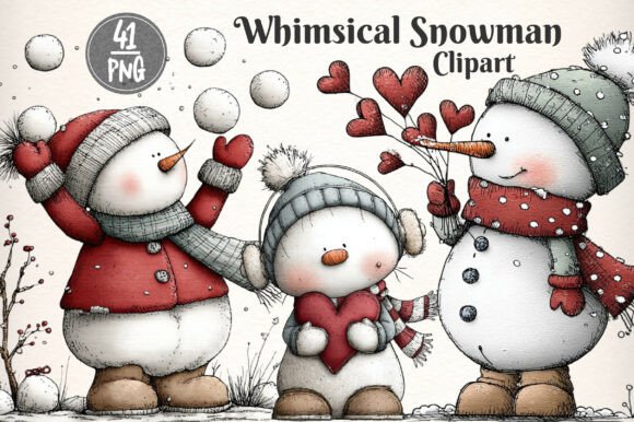 Whimsical Christmas Snowman Clipart