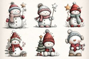Alternative view of Whimsical Christmas Snowman Clipart