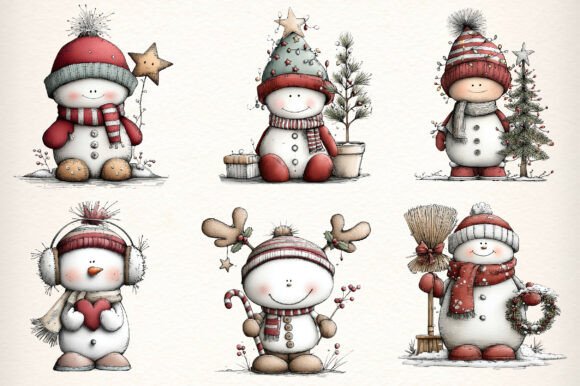 Whimsical Christmas Snowman Clipart - Image 3
